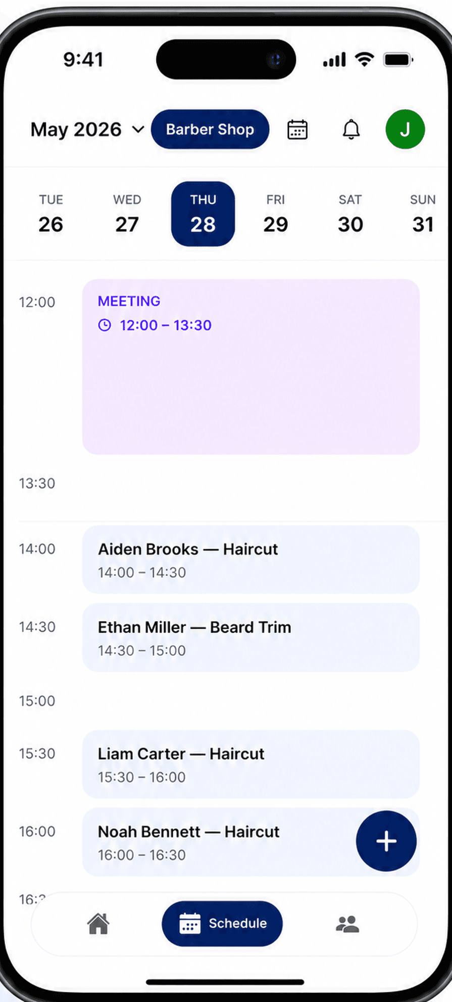 De FlexBookz-app — agenda van vandaag